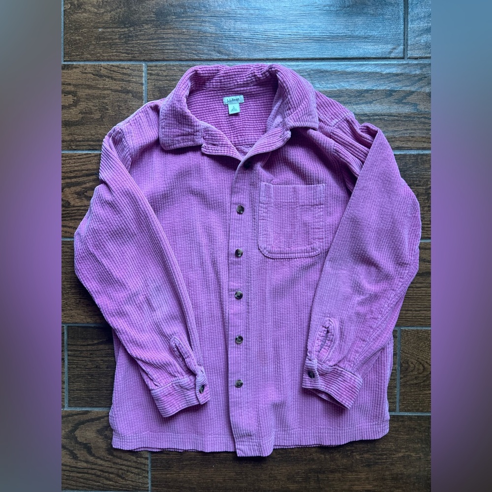 LL.Bean Pink Ribbed Button Down, Size: S, super high quality!!